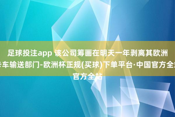 足球投注app 该公司筹画在明天一年剥离其欧洲卡车输送部门-欧洲杯正规(买球)下单平台·中国官方全站