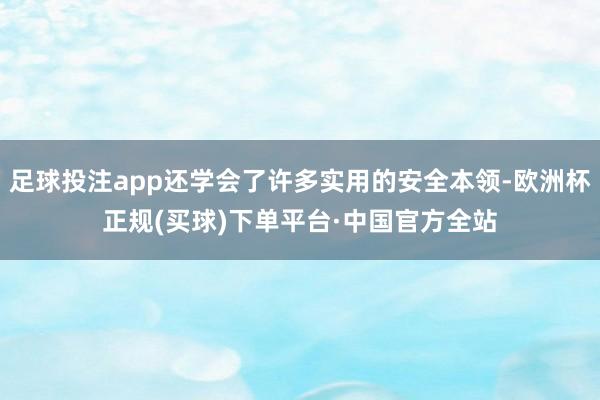 足球投注app还学会了许多实用的安全本领-欧洲杯正规(买球)下单平台·中国官方全站