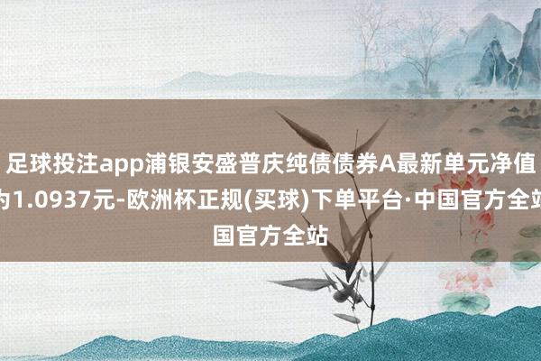 足球投注app浦银安盛普庆纯债债券A最新单元净值为1.0937元-欧洲杯正规(买球)下单平台·中国官方全站