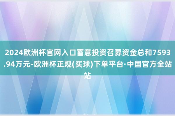 2024欧洲杯官网入口蓄意投资召募资金总和7593.94万元-欧洲杯正规(买球)下单平台·中国官方全站