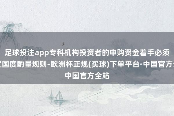 足球投注app专科机构投资者的申购资金着手必须相宜国度酌量规则-欧洲杯正规(买球)下单平台·中国官方全站